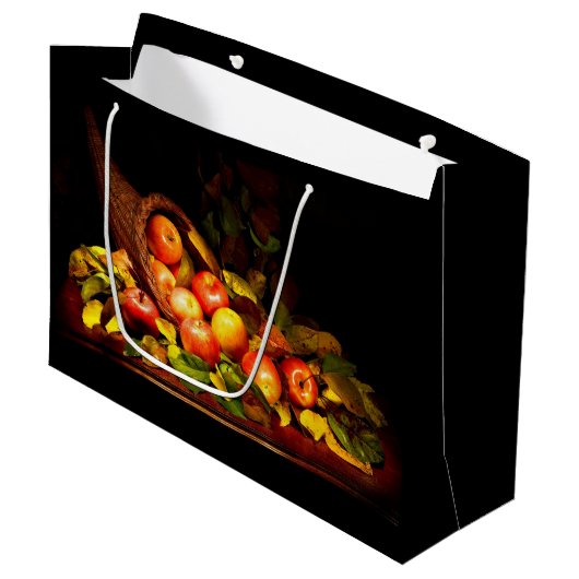 Cornucopie met appels groot cadeauzakje (Voorkant Gekanteld)
