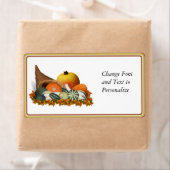 Cornucopie met Herfst Gourds Etiket (Insitu)