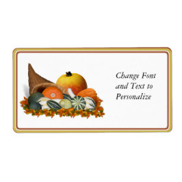 Cornucopie met Herfst Gourds Etiket