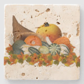 Cornucopie met Herfst Gourds Stenen Onderzetter (Voorkant)