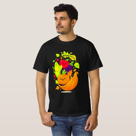 Cornucopie Thanksgiving Shirt | Happy Harvest (Voorkant volledig)