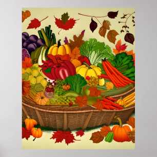 Cornucopie vol groenten poster