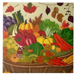 Cornucopie vol groenten tegeltje