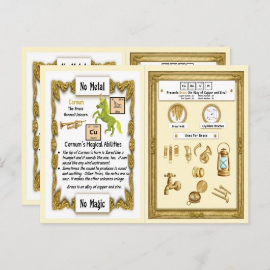 Cornum - Brass Horn Unicorn Game Kaart (Voorkant / Achterkant)