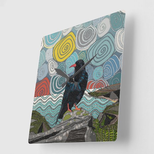 Cornwall chough vierkante klok (Hoek)