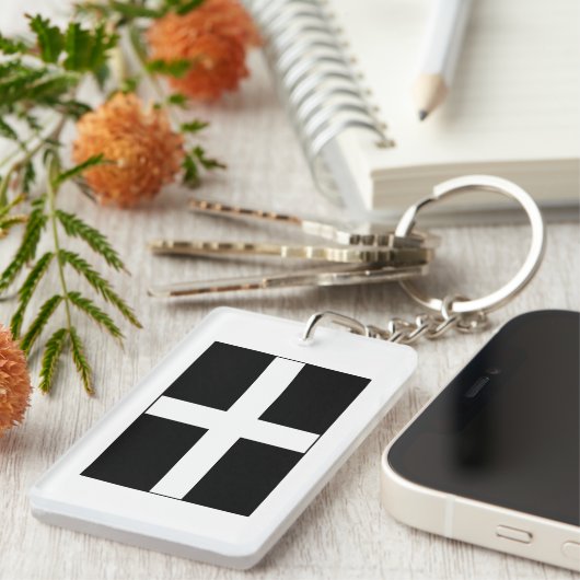 Cornwall Cornish Flag St. Piran's Sleutelhanger (Voorkant Rechts)