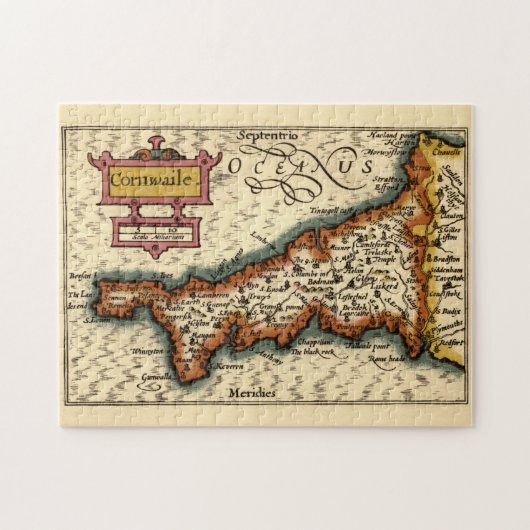 Cornwall, Cornwaile County England Antiquarische k Legpuzzel (Horizontaal)