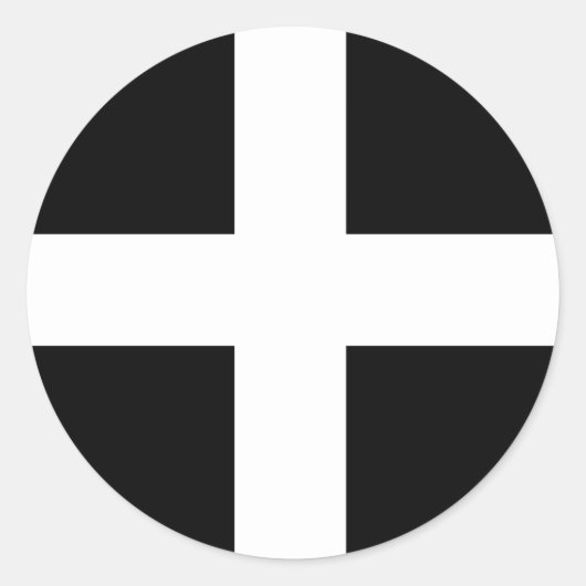 Cornwall - Cornwall Vlag / St. Piran's Ronde Sticker (Voorkant)