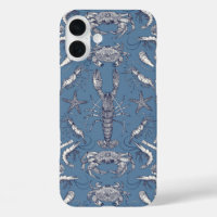 Cornwall Crustaceans Damask Blue Ultra Marine