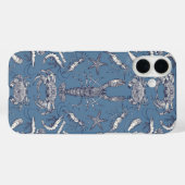 Cornwall Crustaceans Damask Blue Ultra Marine Case-Mate iPhone Case (Achterkant (horizontaal))