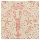 Cornwall Crustaceans Damask Cayenne Nectar Stof (Close Up)