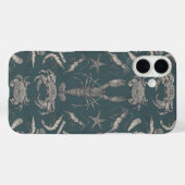 Cornwall Crustaceans Damask Dark Apatite Case-Mate iPhone Case (Achterkant (horizontaal))