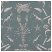 Cornwall Crustaceans Damask Dark Apatite Stof (Close Up)