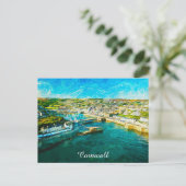 Cornwall England Coastal Scenery Oil Paint Briefkaart (Staand voorkant)