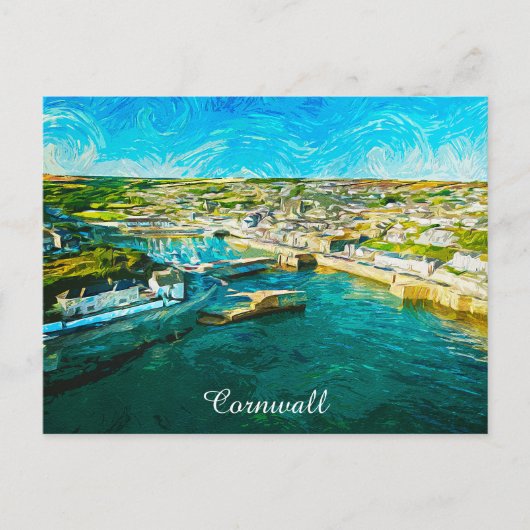 Cornwall England Coastal Scenery Oil Paint Briefkaart (Voorkant)