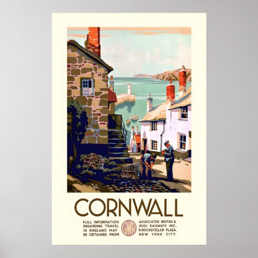 Cornwall Falmouth Engeland VK Oude Reisposter Poster (Voorkant)