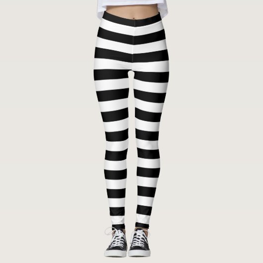 Cornwall flag stripes black white line pattern sym leggings (Voorkant)