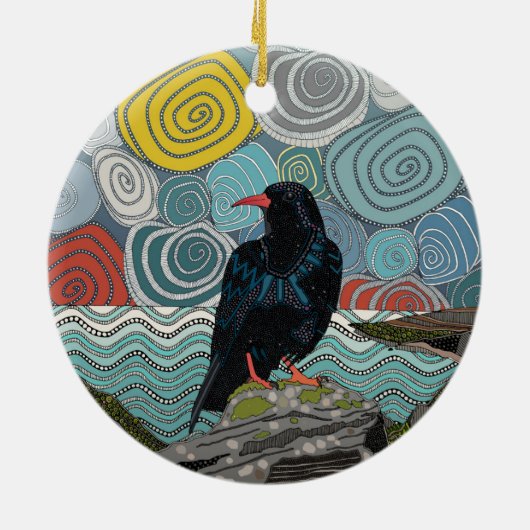 Cornwall-hoest Keramisch Ornament (Achterkant)