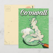 Cornwall kaart vintage reisposter (Voorkant / Achterkant)