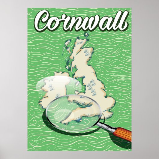 Cornwall kaart vintage reisposter poster (Voorkant)
