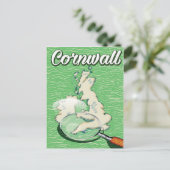 cornwall map vintage poster briefkaart (Staand voorkant)