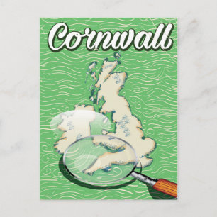 cornwall map vintage poster briefkaart