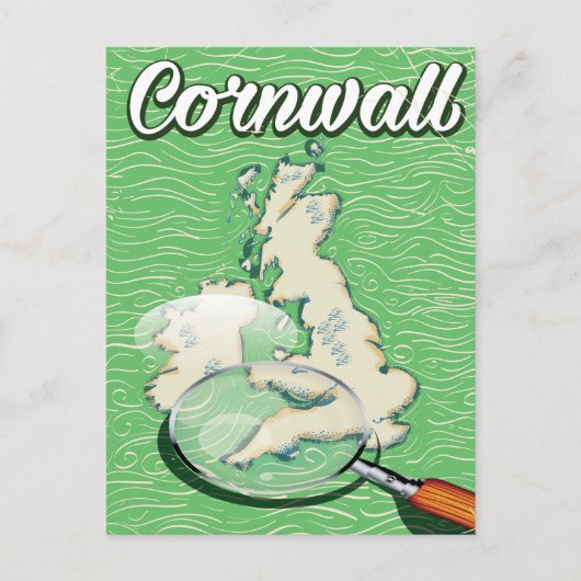 cornwall map vintage poster briefkaart (Voorkant)