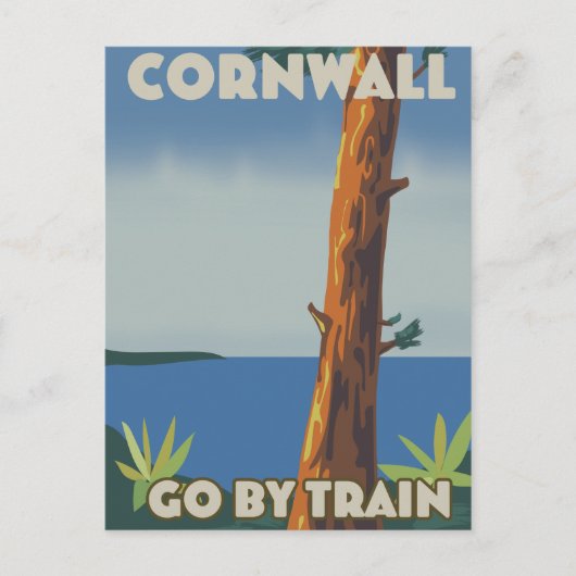 Cornwall met trein briefkaart (Voorkant)