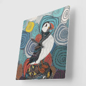 Cornwall puffin-uurklok vierkante klok (Hoek)