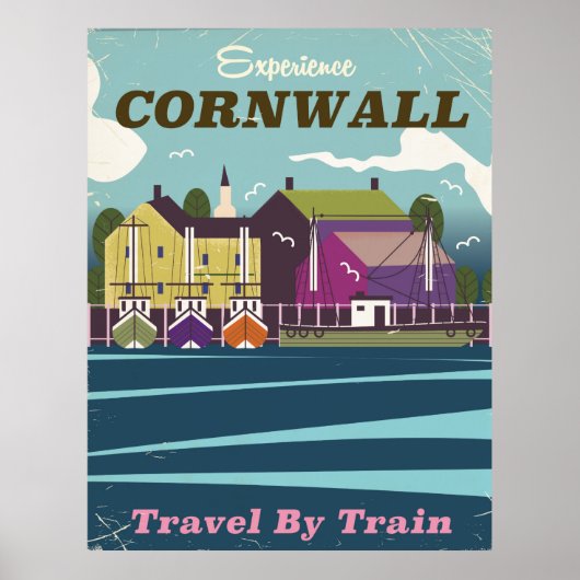 Cornwall retro oude vakantie poster. poster (Voorkant)