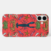 Cornwall schaaldieren Damask pop rood Case-Mate iPhone Case (Achterkant (horizontaal))