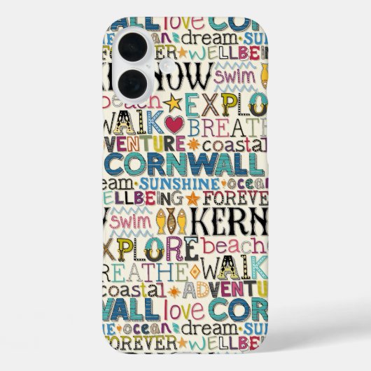 Cornwall-typografie Case-Mate iPhone Case (Achterkant)