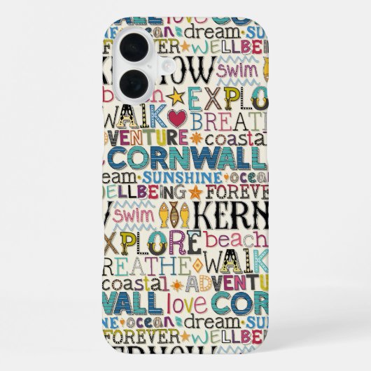 Cornwall typografie iPhone hoesje (Achterkant)