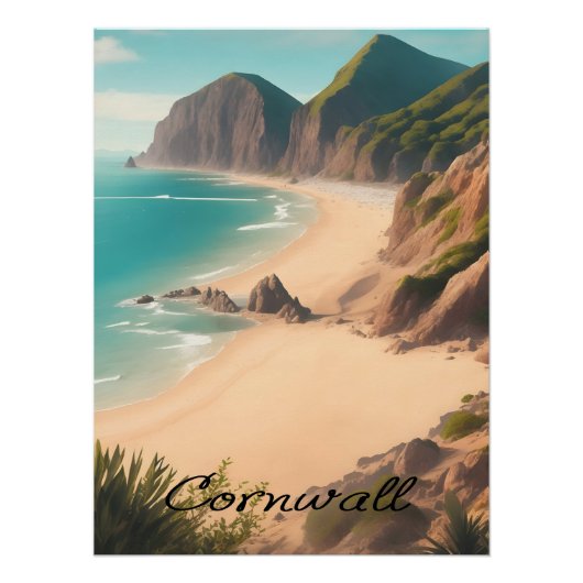 Cornwall UK Strand Reisposter Perfect Poster (Voorkant)