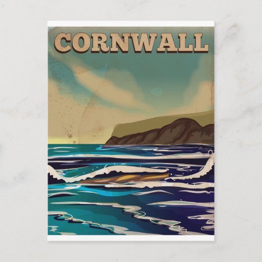 Cornwall vintage reisposter briefkaart (Voorkant)