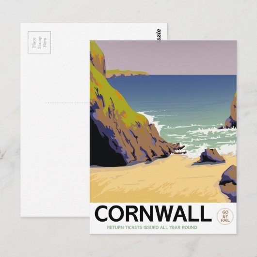 Cornwall vintage reisposter. briefkaart (Voorkant / Achterkant)