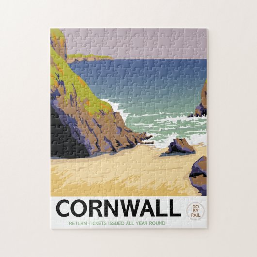 Cornwall vintage stijl reisposter. legpuzzel (Verticaal)