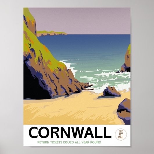 Cornwall vintage stijl reisposter. poster (Voorkant)