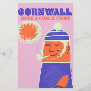 Cornwall visser vintage "neem een coach" poster briefpapier