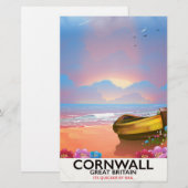 Cornwall vissersboot vintage reisposter briefpapier (Voorkant / Achterkant)