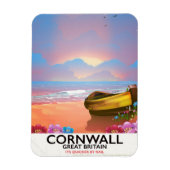 Cornwall vissersboot vintage reisposter magneet (Verticaal)