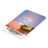 Cornwall vissersboot vintage reisposter magneet (Linkerzijde)