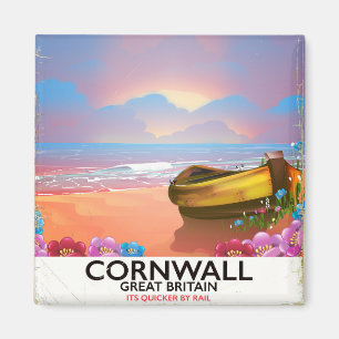 Cornwall vissersboot vintage reisposter magneet