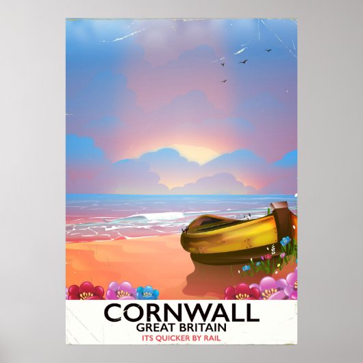 Cornwall vissersboot vintage reisposter poster (Voorkant)