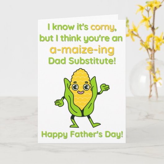 Corny A-Maize-Ing Dad Vervang Vaderdag Kaart (Gele Bloem)