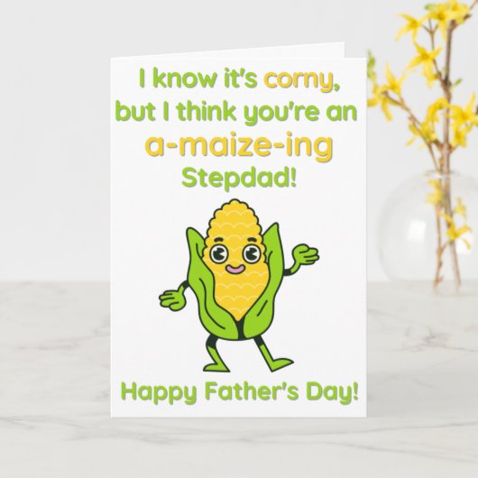 Corny, A-Maize-Ing Stepdad-Vaderdag Kaart (Gele Bloem)
