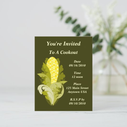 Corny Cookout Uitnodiging (Staand voorkant)