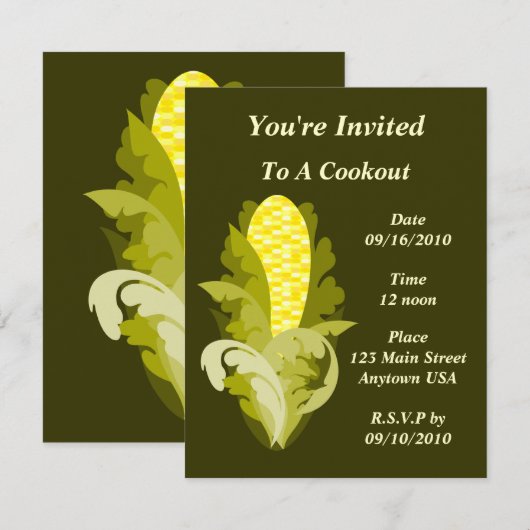 Corny Cookout Uitnodiging (Voorkant / Achterkant)