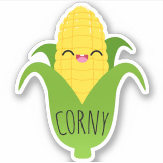 Corny Cute Corn op de Cob Foodie Sticker
