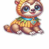 Corny Cuteness Halloween's Slechtste Luiaard Overs Sticker (Voorkant)
